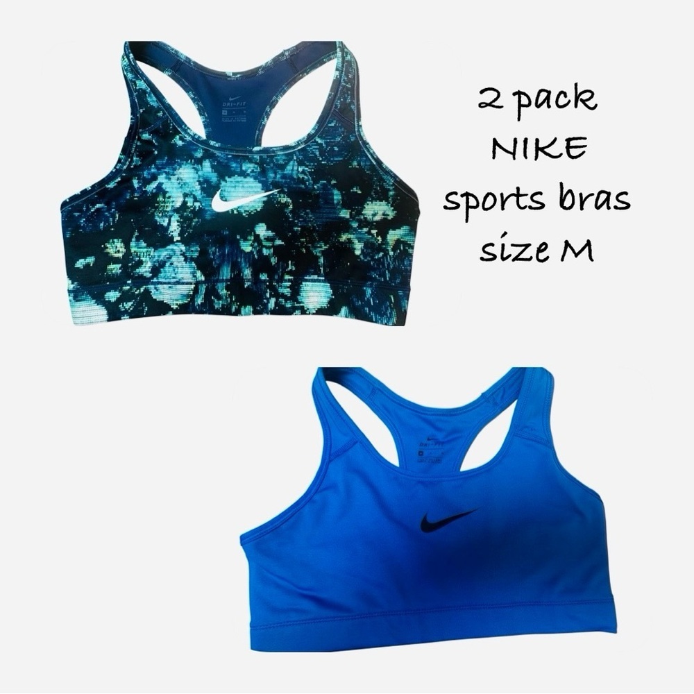 Nike Blue and Patterned Sports Bras Set Medium